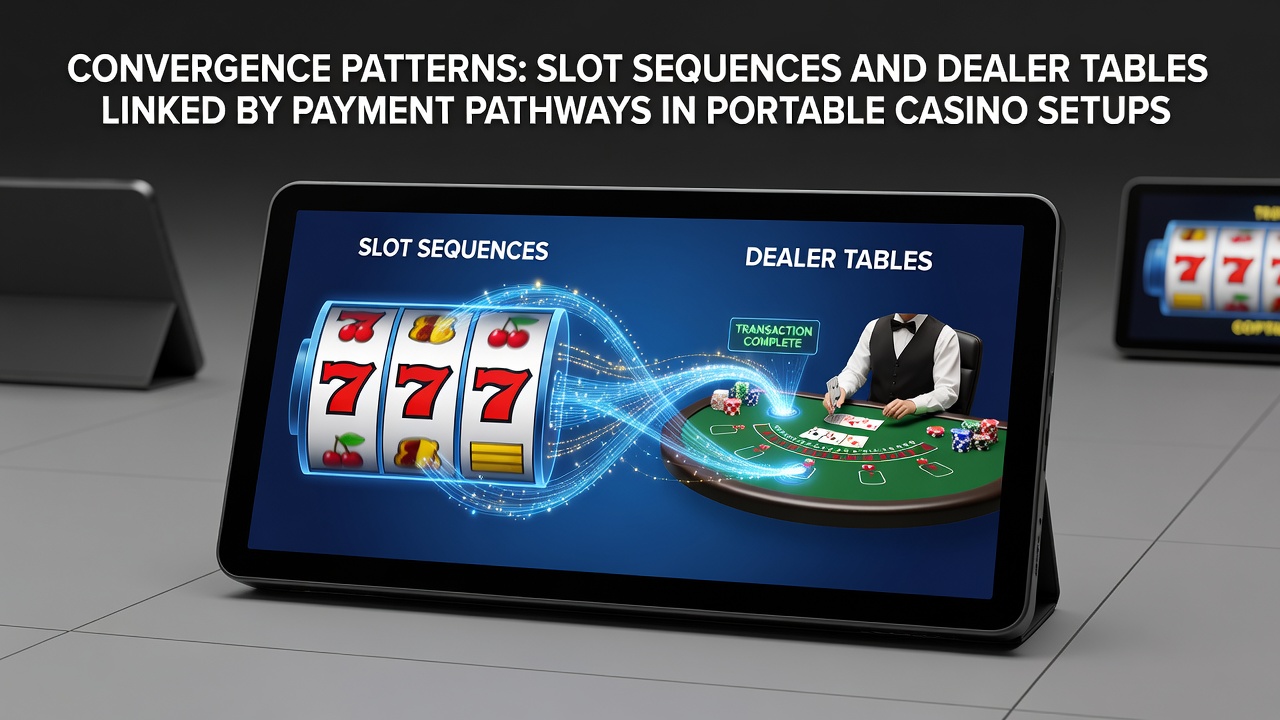 Mobile casino interface showing interconnected slot sequences and live dealer tables through payment pathways on a portable device