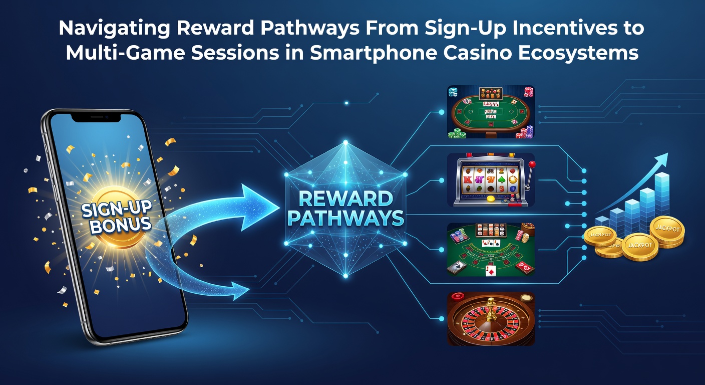 Smartphone displaying casino app interface with sign-up bonus notification and game lobby icons